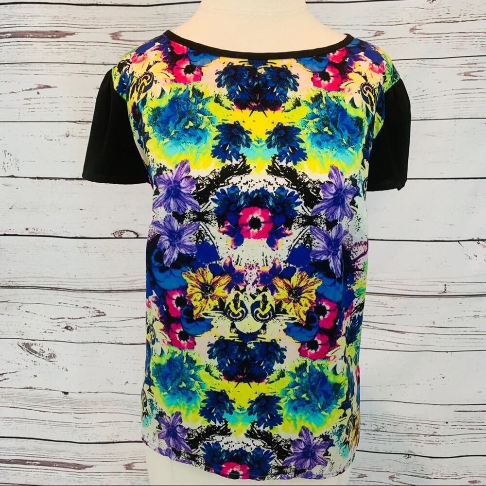 Nicole by Nicole Miller blouse floral with zipper